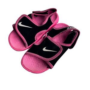 Nike Black & Pink Adjustable Sandals - Girls Size 8